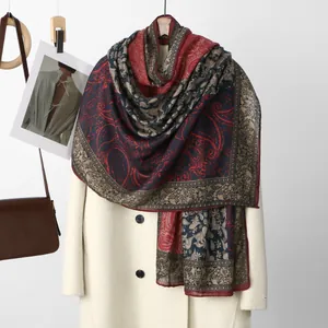 Damen Paisley Blumen Druck Baumwolle Leinen Schal Vintage Ethnisch Lange Umschlagtuch Leicht Atmungsaktiv Reiseschal Pashmina