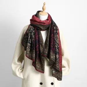 Böhmischer Paisleyschal aus Baumwolle und Leinen mit Vintage-Blumenmuster für Damen