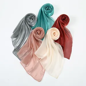 Women Elegant Satin Scarf Solid Color Shiny Silk Like Long Shawl For Sunshade Beach Travel Minimalist Fashion Wrap Scarf