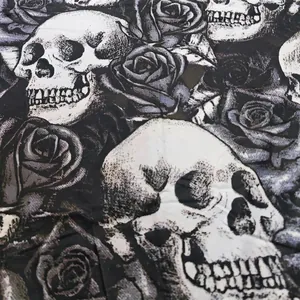 Gothic skull and purple rose print triangle scarf in soft warm fabric for women