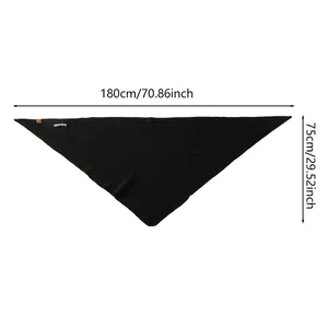 Detailed size chart for black knit shawl triangle scarf measuring 180cm by 75cm