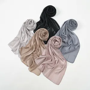 Pleated cotton-linen feel floral shawls in multiple colors for sun protection