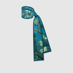 Van Gogh Mandelblüte Seidenschal Haarschleife in Türkisblau für Damen Accessoire