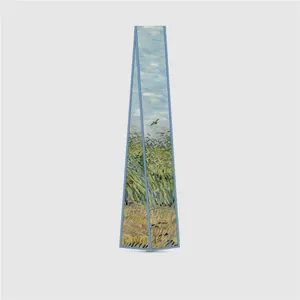 Artistic silk skinny scarf featuring Van Gogh Wheatfield with Lark painting print