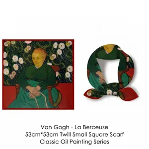Van Gogh La Berceuse oil painting silk scarf with artistic floral pattern 53x53cm