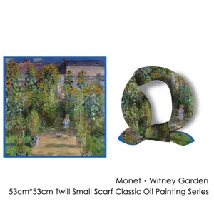 Franse vintage zijden sjaal met de print van Monet's kunstenaars tuin schilderij