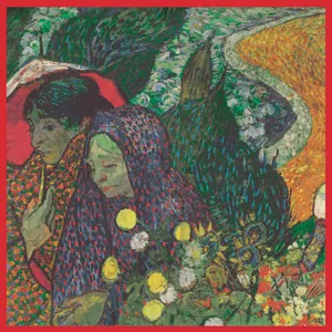 Sciarpa di seta 53x53cm con stampa artistica Memory of the Garden at Etten di Van Gogh