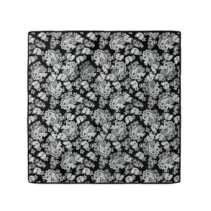 Vintage Paisley Print Satin Square Scarf Black White Neck Scarf Elegant Head Scarf Pocket Square For Women Fashion Accessories