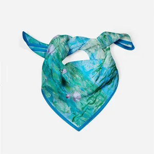 Monet Water Lilies impressionist oil painting style silk square scarf for women