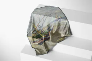 Détail artistique du foulard en soie avec motif de peinture à l'huile de Van Gogh