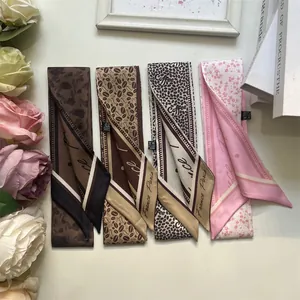 French vintage coffee bean silk scarves set in four colors for hair styling