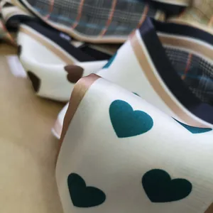 Elegant long silk scarf for women featuring heart prints and contrast stripe patterns