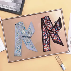 Modische Twilly-Seidenschals mit geometrischem Stadtdruck für die Dekoration von Handtaschen