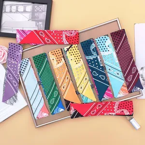 Assorted colorful paisley silk skinny scarves for women with premium Italian finish