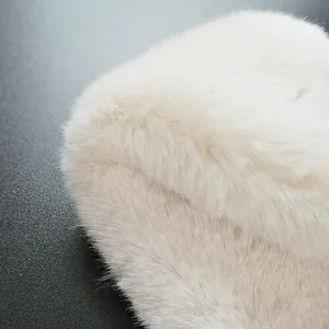 Fluffy cream faux rabbit fur scarf with thick plush texture for winter fashion