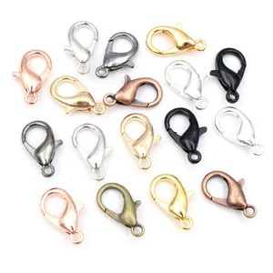 Zinc alloy lobster clasps in multiple metallic colors for DIY jewelry and bag chains