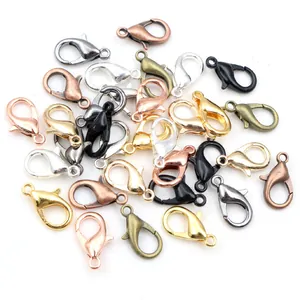 Zinc alloy lobster clasps in various metallic colors for DIY jewelry making and bag chains