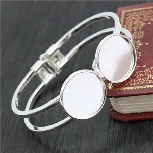 Zilveren armband met twee 20mm glazen steunpunten voor DIY-sieraden maken