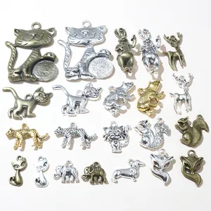 22-teiliges 3D-Tieranhänger-Set aus Legierung in Gold Silber und Bronze für DIY-Schmuck
