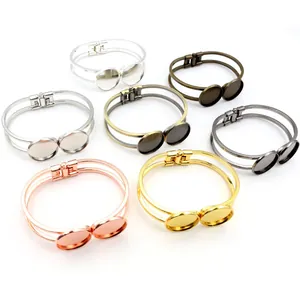 DIY sieraden 20mm dubbele ringzetting koperen armbandbases in zeven metalen kleurvariaties