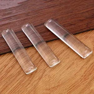 Set de cabujones rectangulares de vidrio en madera para joyería DIY y manualidades