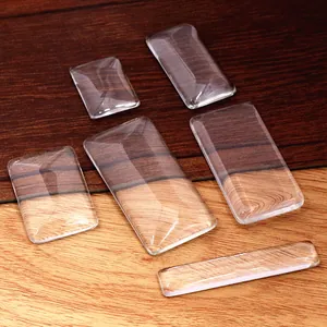 Cabujones de Vidrio Rectangulares Transparentes de Espalda Plana Azulejos de Vidrio DIY Hallazgos de Joyería Para Colgantes Llaveros Imanes de Nevera