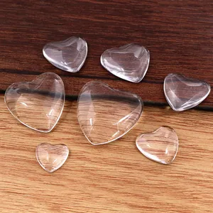 Heart Shaped Transparent Glass Cabochon Patches DIY Jewelry Making Accessories Clear Smooth Surface Jewelry Components For Women