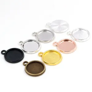7-Farben-Set runder Legierungs-Anhänger-Tabletts für DIY-Schmuck und Edelsteinfassungen
