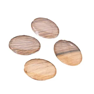 Cabochons ovales en verre avec texture de grain de bois brun pour bijoux DIY