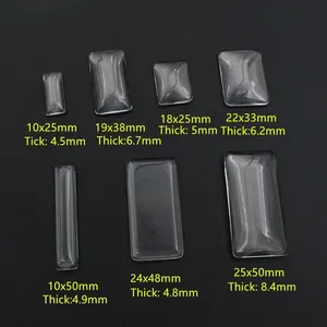 Cabujones de cristal rectangular transparente de varios tamaños para joyería DIY