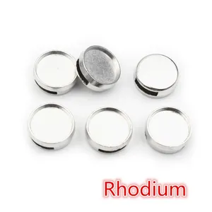 Macro shot of 6 rhodium plated alloy slider beads with flat holes for jewelry making