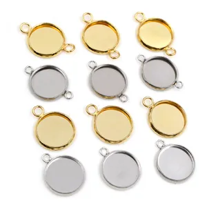 12mm Edelstahl Rundfassungen in Gold und Silber für DIY Schmuckherstellung Zubehör