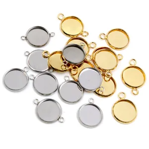 Anhänger-Lünetten aus 304 Edelstahl 12mm rund für DIY-Schmuck in Gold und Silber