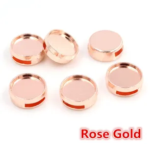 Rose gold round DIY jewelry base with side holes for 12mm charms, 6 pieces set