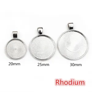 Three sizes of rhodium bezel trays with spiral pattern for pendant jewelry making
