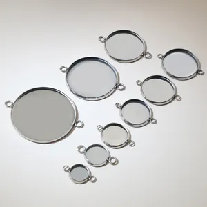 Ronde 304 roestvrijstalen bedeltjes met dubbele lus voor DIY-sieraden in 8 maten