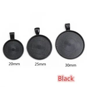 Black DIY round bezel trays with textured base in 20mm, 25mm, and 30mm sizes