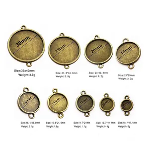 Antique bronze alloy pendant bezel trays for DIY jewelry making in various sizes