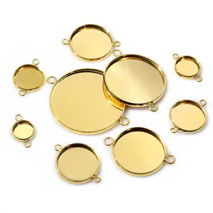 Meerdere maten gepolijste gouden roestvrijstalen ronde bezelhangers voor DIY-sieraden maken