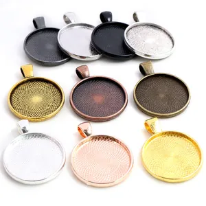 Round Bezel Pendant Trays For DIY Jewelry Making Zinc Alloy Cabochon Settings Vintage Style Base Findings Accessories