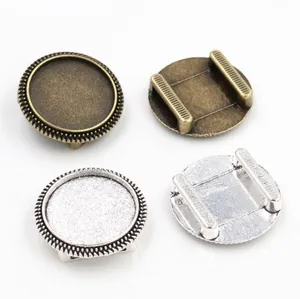 DIY jewelry slide charms with 18mm round setting in antique bronze and silver finishes