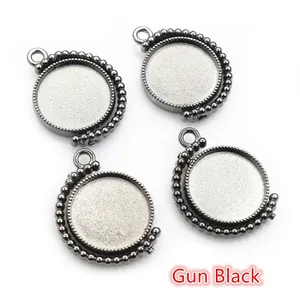 Detailweergave van vier gun black roterende legering hangerbakjes met kralenrand voor DIY