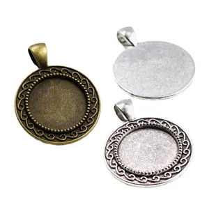 18mm round alloy bezel trays with vintage bronze and silver finish for DIY jewelry