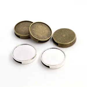 Zinklegierung 20mm runder Schiebeperlen-Anhänger für DIY-Schmuck in Bronze und Silber