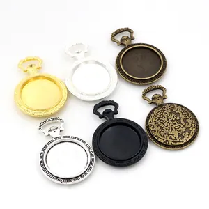 Support de Base de Pendentif Rond en Alliage Vintage Style Montre de Gousset pour Création de Bijoux DIY Accessoire en Métal Antique