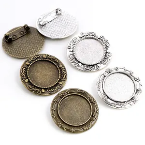 20mm Vintage Brosche Rohlinge in Bronze und Silber für DIY Schmuckherstellung