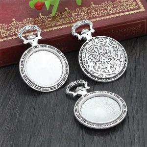 Plateaux de pendentifs en alliage argent antique avec relief floral pour création bijoux DIY