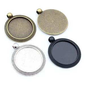 25mm alloy pendant trays for DIY jewelry making in multiple vintage metallic finishes