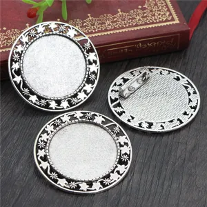 30mm antique silver alloy brooch base with ivy design for DIY jewelry making