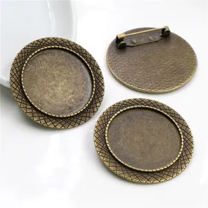 Antique bronze 30mm round brooch base tray for DIY jewelry making with pin back